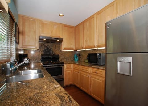 Stocked with pots, plates, utensils, if you decide to eat in.