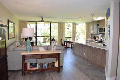 Entrance to spacious condo living room