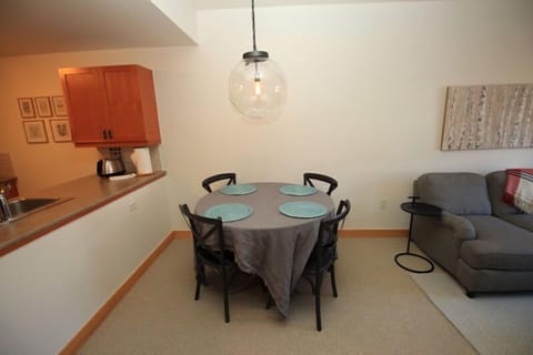 Open dining and kitchen area