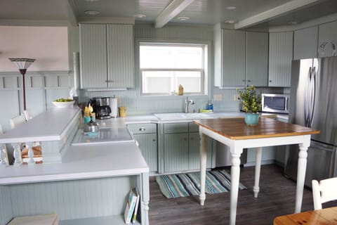 Kitchen with stainless steel appliances