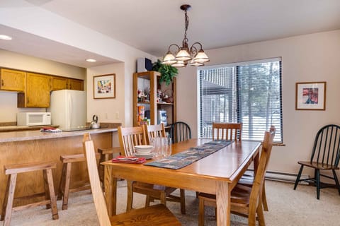 Enjoy home-cooked meals at the table or counter bar that seats 3.