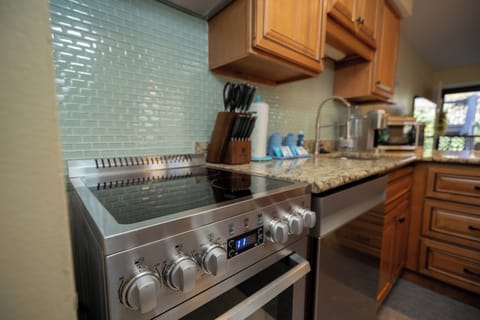Kitchen area with stainless steel appliances