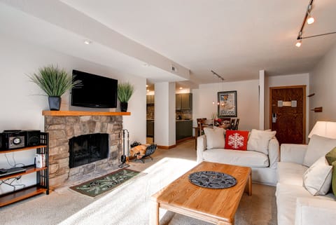 Park Station 147 has a comfortable living area with flat screen TV and fireplace.