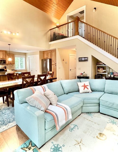 Access to second floor opens onto the family room.