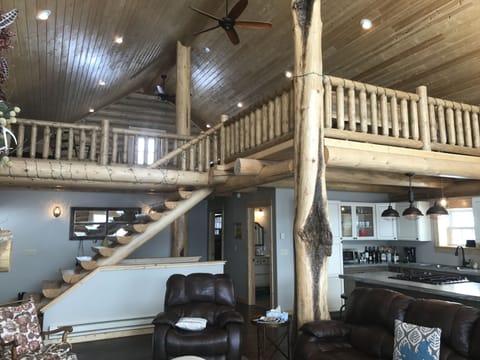 view of loft & kitchen