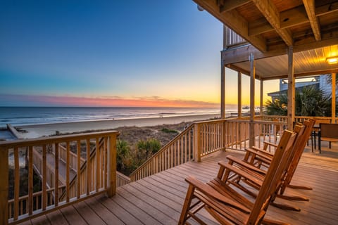 Welcome to The Lighthouse! Oceanfront Full-Length Porch at Sunset