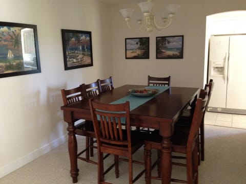 dining room with setup for 8
