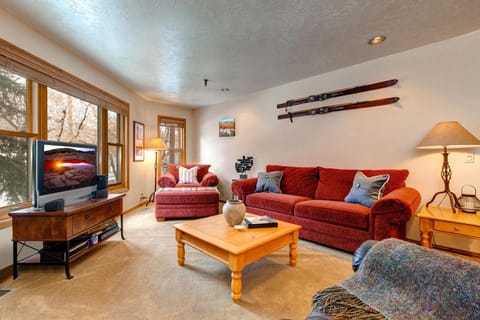 Ski Team 4: Living Room - wood-burning fireplace and TV