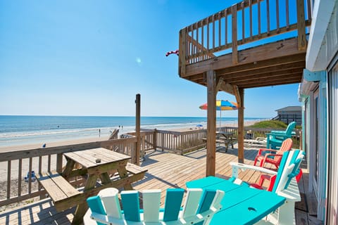 Looking south toward Surf City, exterior shower