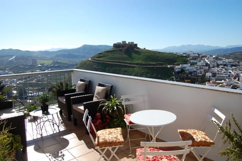 The views from the main terrace overlooking the castle, the town and countryside