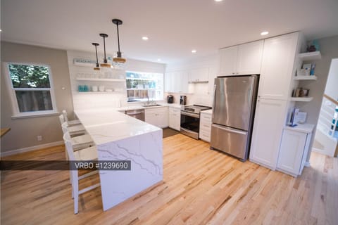 Kitchen nook on the right has the house instructions and games and puzzles.