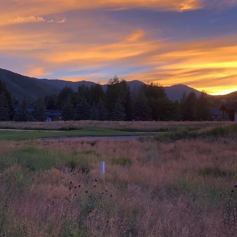 Sunset view from rear covered porch.