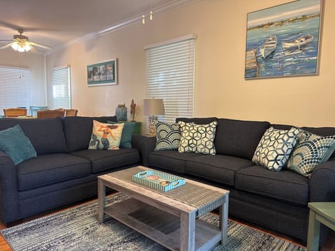 New sleeper sofa with memory foam mattress.