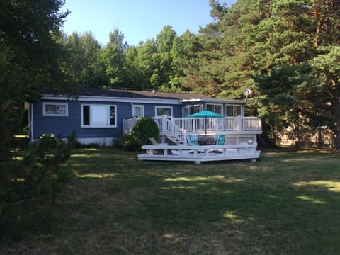 Freshly painted exterior, with expansive deck