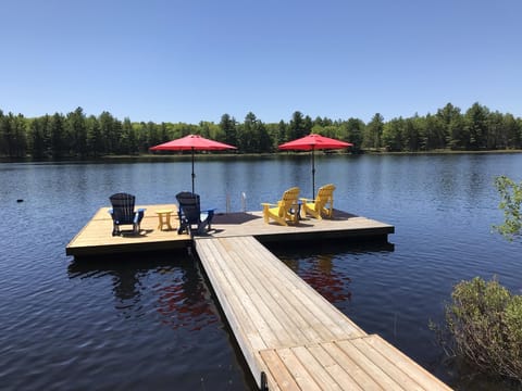 Jump in, 10' deep off the end of the dock