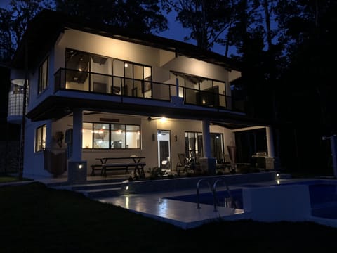 Twilight view ( notice  ocean view showers cantilevered off back )
