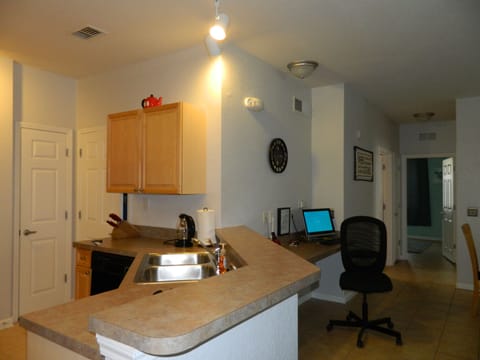 Kitchen and computer area - use our computer or your laptop on free fast WiFi