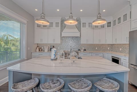 Stunning newly renovated coastal kitchen with oversized island