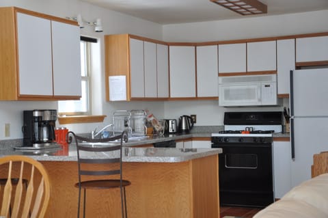 Fully stocked kitchen.