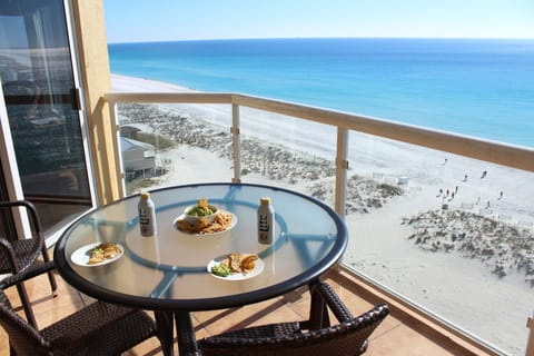 What an incredible Gulf Front view from our balcony, you can see dolphins
