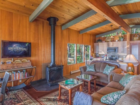 Apple TV available to watch your favorite movie on. 
For safety reasons, fireplace is not for guest use.