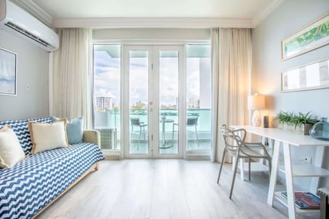 Living Area and waterfront balcony
