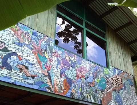 Cabin Front, all sides have mosaics