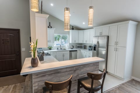 Sit back, relax, and drink some wine or grab a complimentary Keurig coffee!