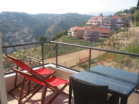 View from the balcony overlooking mountains