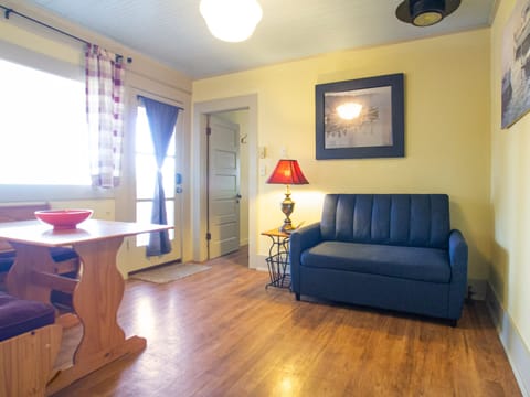 Living/dining room. 

This unit is best suited for a couple and 1 child.
1 dog per reservation allowed. House trained. Dog weight must be less than 20 lbs and be well groomed.