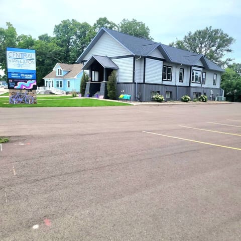 Stay Cation sleeps up to 32 people. It is location along Hwy 71 in Arnolds Park