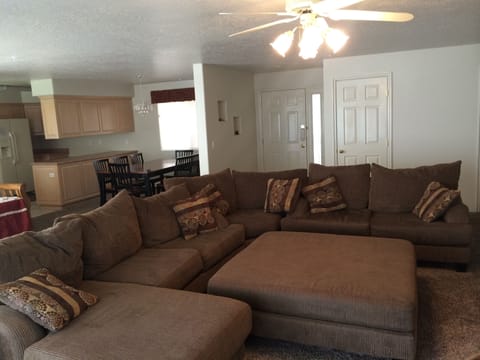 Family Room with sectional that can turn into bed.