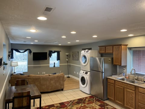 Main entry into kitchen and living room.
