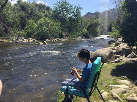 My grandsons very favorite pass time.
 We have seen some nice trout.