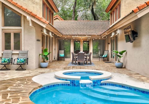 Dinner out by the pool while watching the game on tv…DONE !