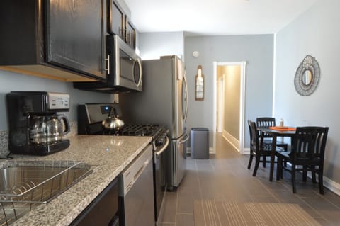 Stainless steel appliances & granite counter top