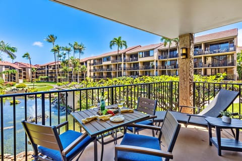 Spacious outdoor seating perfect for meals and morning coffee