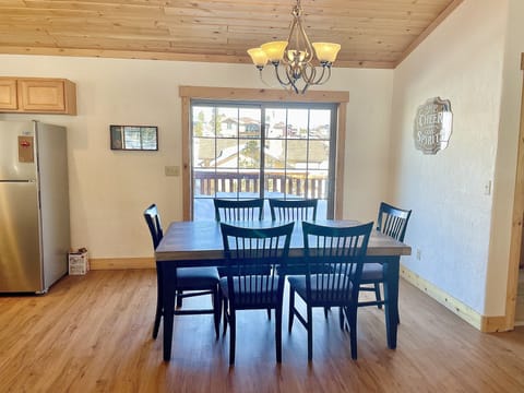 Dining area and sliding door to back deck