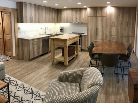 All new kitchen. Great appliances, efficient easy to cook in.

