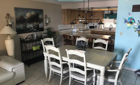 View of kitchen from great room. 
