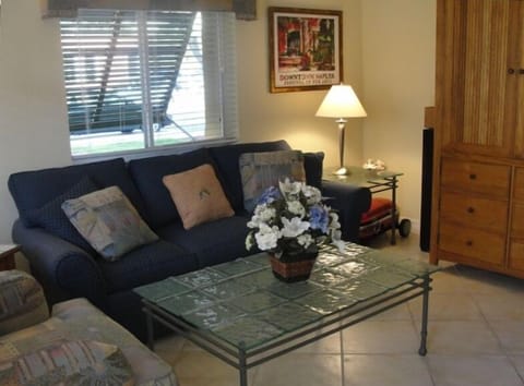 Living Room area with garden view-TV/DVD.