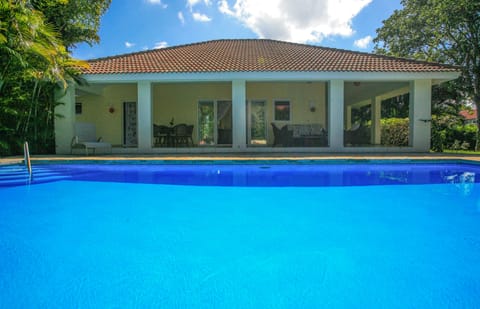 large salt water pool with LED light show for night time enjoyment