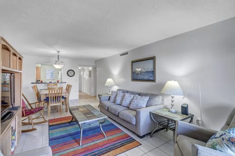 You can see the ocean from the sofa bed and the recliner. Uncluttered.