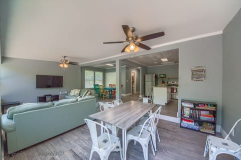 One of the dining tables seating 6.