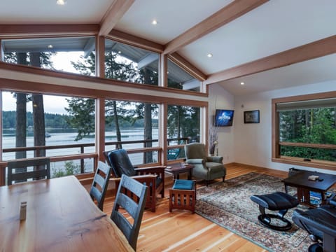 Enjoy water views from the dining and living room