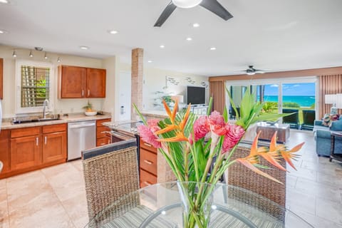 Kitchen and Dining Area with Oceanfront Views