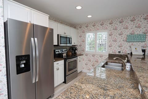 Kitchen with stainless steel appliances