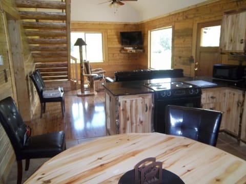 Picture taken from kitchen looking east into living area.