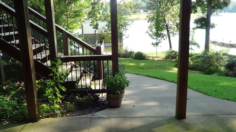 Outside stairs leading to the upper deck