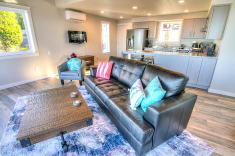 Comfy sofa can be made in to a queen sleeper for additional sleeping space.